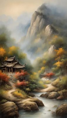 Mountain Village Among Flowers A Masterful Display of Goryeo Landscape and Refined Brushstrokes!